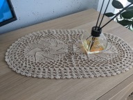 Serwetka bieżnik szydełkowy serweta misterne rękodzieło cacko beż 44x24