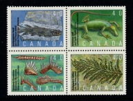 Kanada / czwórka 1222-1225 ( Fauna / flora -pierwotne Kręgowce ) 1991 r.