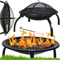 GRILL PALENISKO STALOWE Z POKRYWĄ SOLIDNE DUŻE DO OGNISKA CZARNE OGRODOWE