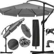 PARASOL OGRODOWY DUŻY Z WYSIĘGNIKIEM POKROWCEM PODSTAWĄ 350 CM + POKROWIEC