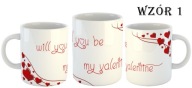 WALENTYNKI KUBEK WILL YOU BE MY VALENTINE RÓŻNE WZORY Z WŁASNYM NAPISEM
