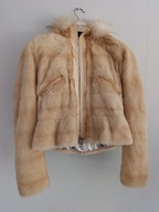 Futro z norek krótka kurtka z lisem XS