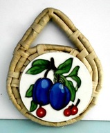 Obrazek ceramiczny okrągły -śliwki i wiśnie