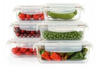 ZESTAW SZKLANE POJEMNIKI 6x DUŻE NA ŻYWNOŚĆ Z POKRYWKĄ ŻAROODPORNE LUNCHBOX