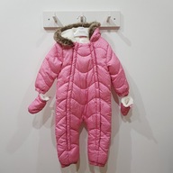 F&F różowy kombinezon niemowlęcy zimowy z rękawiczkami 80 - 86 cm