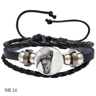 Skórzana bransoletka - Snap - Koń - regulowana długość, wymienne oczka