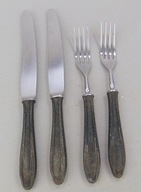 Sztućce PRL, Noże + Widelce Gerlach Bakelit - 2+2 szt.