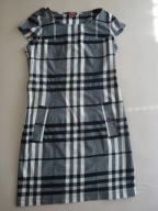 BURBERRY luksusowa sukienka w szaro-białą kratę kratka 36