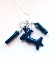 Naturalny niebieski koral - korzenie, wisiorek, kolczyki, zestaw