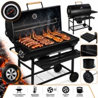 GRILL WĘGLOWY OGRODOWY NA KÓŁKACH POKRYWA TERMOMETR DUŻY XXL PRZENOŚNY