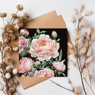 KARTKA OKOLICZNOŚCIOWA, ŚLUBNA, PAMIĄTKA ŚLUBNA - PIWONIE