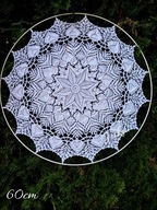 Mandala biała 60cm-szydełkowa rozeta reliefowa /dekoracja okienna/ Juka