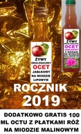 ŻYWY EKOLOGICZNY OCET JABŁKOWY 0,75L+gratis 0,1L z płatkami róż ROCZNIK2019