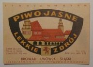 STARA ETYKIETA PIWO JASNE LEKKIE ZDRÓJ BROWAR LWÓWEK ŚLĄSKI