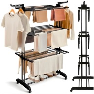 Suszarka na pranie stojąca pionowa składana czarna XXL na ubrania do prania