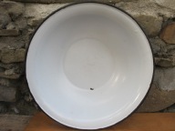 Sygnowana stara emaliowana Miednica_śr.32cm_SILESIA PRL