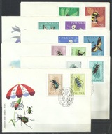 *FDC ROCZNIK 1961 Fi 1132-43 kas. OWADY CHRONIONE - 6 szt. / komplet