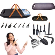 ZESTAW NARZĘDZI OGRODOWYCH KOSZYK PODKOLANNIK WIDEŁKI ŁOPATKI GRABKI 10 SZT