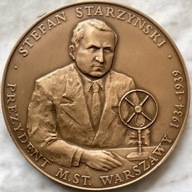 MEDAL Stefan STARZYŃSKI Prezydent Warszawy 1934-1939 patynowany1990r.