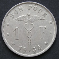 Belgia 1 frank 1934