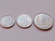 Monety PRL 1zł, 2zł, 5zł, o niespotykanej barwie, stan I, do kolekcji