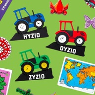 Magnes TRAKTOR z imieniem. 3 SZTUKI 3 KOLORY. Własne imię lub inny tekst.