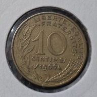 *FRANCJA [0113]*10 centymów CENTIMES 1966 Piąta Republika, Marianna Rośliny