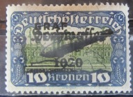 Austria stary znaczek z nadrukiem Zeppelin (1/32