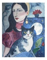 Obraz Akwarela Święta z Kotem