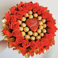 BUKIET JADALNY LINDT FERRERO URODZINY DZIEŃ BABCI WALENTYNKI DZIEŃ MAMY