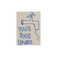 „Wash Your Hands” – Plakat Edukacyjny z Ilustracją Kranu