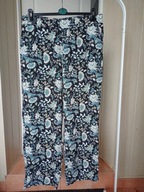 janina 48 spodnie materiałowe prosta wysoki stan wzorek kwiatki czarne