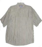 JEAN LEGALLI_Cudna KOSZULA_jasne khaki delikatna 100% jedwab klasyk_M/L