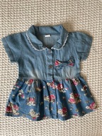Sukienka jeans roczek kwiaty 12-18m lato modna