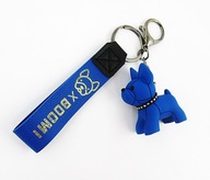 Brelok do torebki kluczy akrylowy piesek buldog chabrowy zawieszka