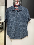 R Koszula Pingwin granat subtelne kwiaty delikatny materiał rozmiar L