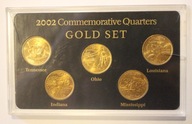 USA - 5 x 25 CENT 2002 Commemorative Quarters GOLD SET - USA