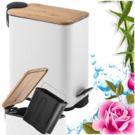 KOSZ NA ŚMIECI ŁAZIENKOWY 5L BAMBUS WOLNE OPADANIE POKRYWY LOFT DO WC BIAŁY
