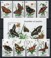 LESOTHO motyle Mi 825-33**+bl 71**