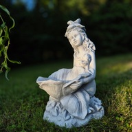 Wróżka Ogrodowa z kwiatem figura Betonowa ozdoba, dekoracja do ogrodu