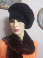 BERET CZAPKA futrzana z naturalnych norek 50/52