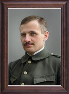 Obraz Andrzej Małkowski portret w drewnianej ramie ze szkłem