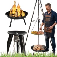 PALENISKO OGRODOWE GRILL TRÓJNÓG PRZENOŚNE KULISTY STALOWE RUSZT 49x49 cm