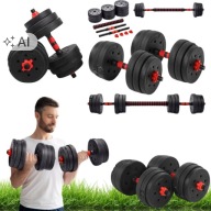 HANTLE REGULOWANE BITUMICZNE 40 KG 2 × 20 KG + SZTANGA GRYF TRENING W DOMU