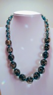 Naszyjnik kolia szklany zielony korale rękodzieło handmade choker boho