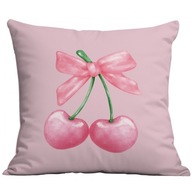 POSZEWKA NA PODUSZKĘ KOKARDA WIŚNIE RÓŻ DEKORACYJNA 45X45 CM