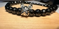 Bransoletka Handmade Buldog francuski Buldożek agat fasetowany