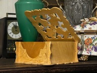 AŻUROWA DREWNIANA OTWIERANA SZKATUŁKA POJEMNIK NA SERWETKI SERWETNIK