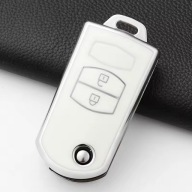 Biało-srebrne etui kluczyka MAZDA 2 3 5 6 CX-7 CX-9 RX-8 MX-5 - 2 przyciski