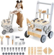 Drewniany chodzik pchacz warsztat sorter jeździk 3w1 edukacja